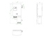 Hausübergabestation von Oventrop, mit mehreren Anschlüssen und Rohrleitungen, dargestellt in Draufsicht und seitlicher Ansicht. Technische Angaben sind schematisch eingezeichnet.